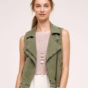 Marrakech Army Green Knit Moto Vest